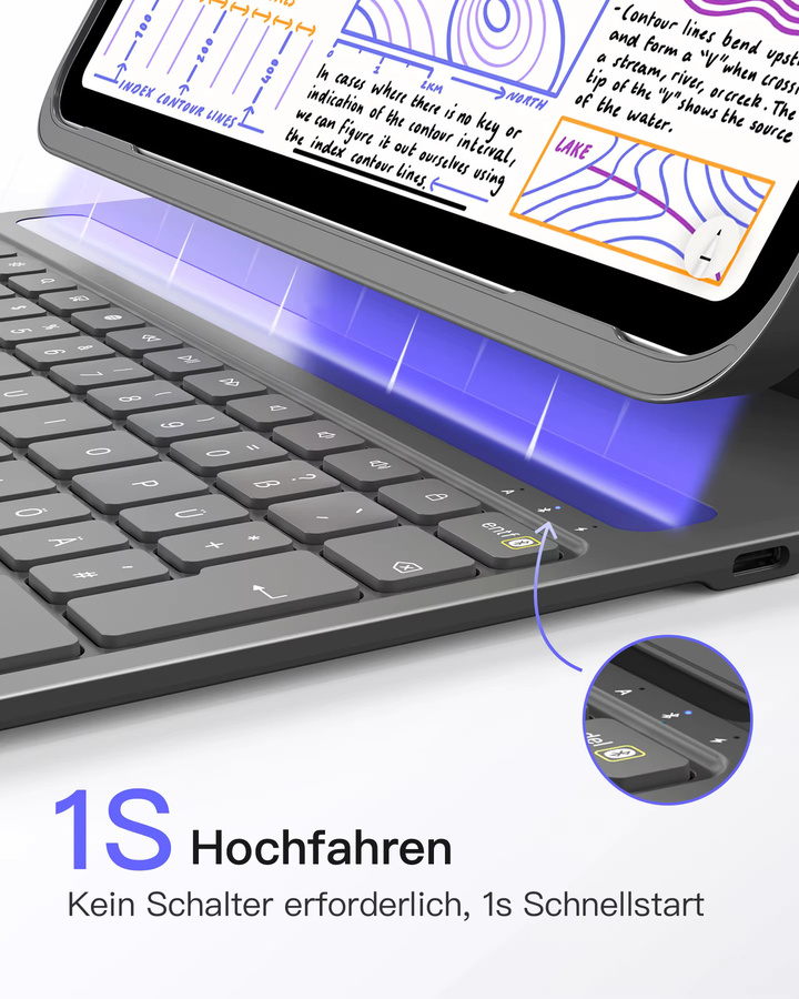 Inateck Tastatur Hülle für iPad Air 13 Zoll M4/M3/M2 und iPad Pro 12.9 Zoll, Schwarz, BK2007-13 - Bild 3