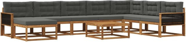 vidaXL Outdoor-Sofagarnitur aus Akazienholz mit 9 Kissen in Natur und Anthrazit - Bild 1
