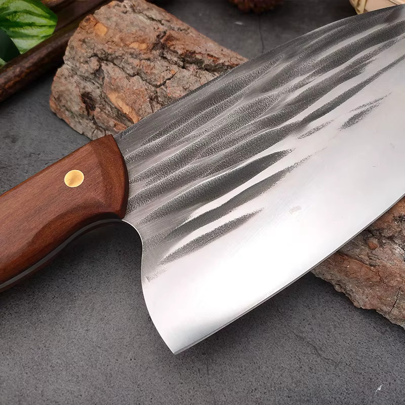 InLeung Handgeschmiedetes Küchenmesser aus Edelstahl mit Holzgriff in Silber - Bild 5
