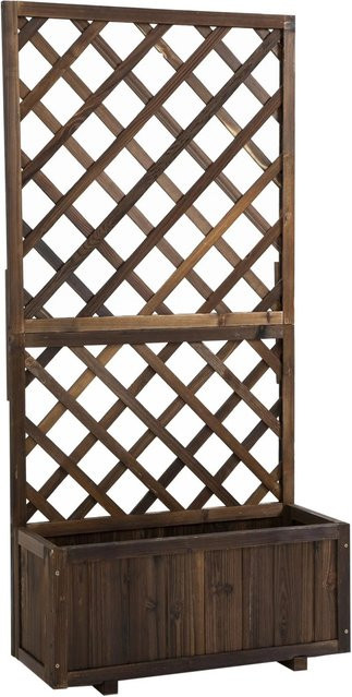 Outsunny Pflanzkasten mit Rankgitter aus Tannenholz in Braun für den Garten, B: 72,5 cm, T: 31,5 cm, H: 149,5 cm - Bild 1