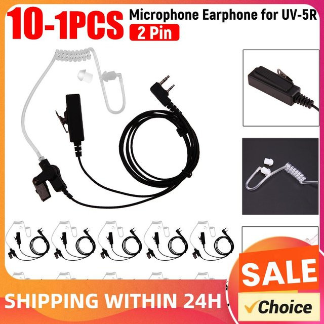 Akustikschlauch-Ohrhörer mit Mikrofon 2-Pin In-Ear Headset für Kenwood, Baofeng, HYT und Wouxun in Schwarz - Bild 1