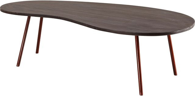 KADIMA DESIGN Retro-Couchtisch CALABRIA aus Massivholz Akazie in Braun mit Metallbeinen und Nierenform, B/T/H: 122 x 63 x 36 cm - Bild 1