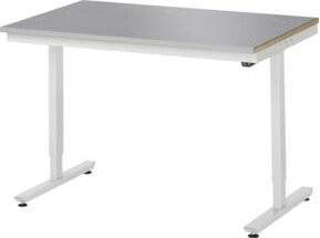 Rau Arbeitstisch Adlatus elektrisch höhenverstellbar mit Edelstahlbelag, silber/lichtgrau, B/T/H: 125 x 80 x 72-112 cm - Bild 1