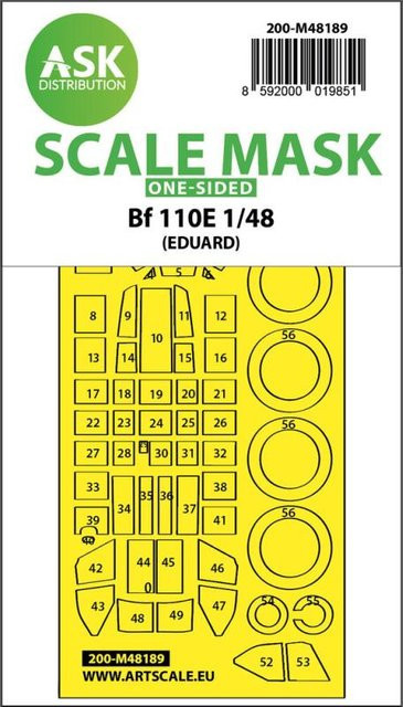 Eduard Messerschmitt Bf 110E, One-sided express fit mask, Zubehör, 1:48 - Bild 1