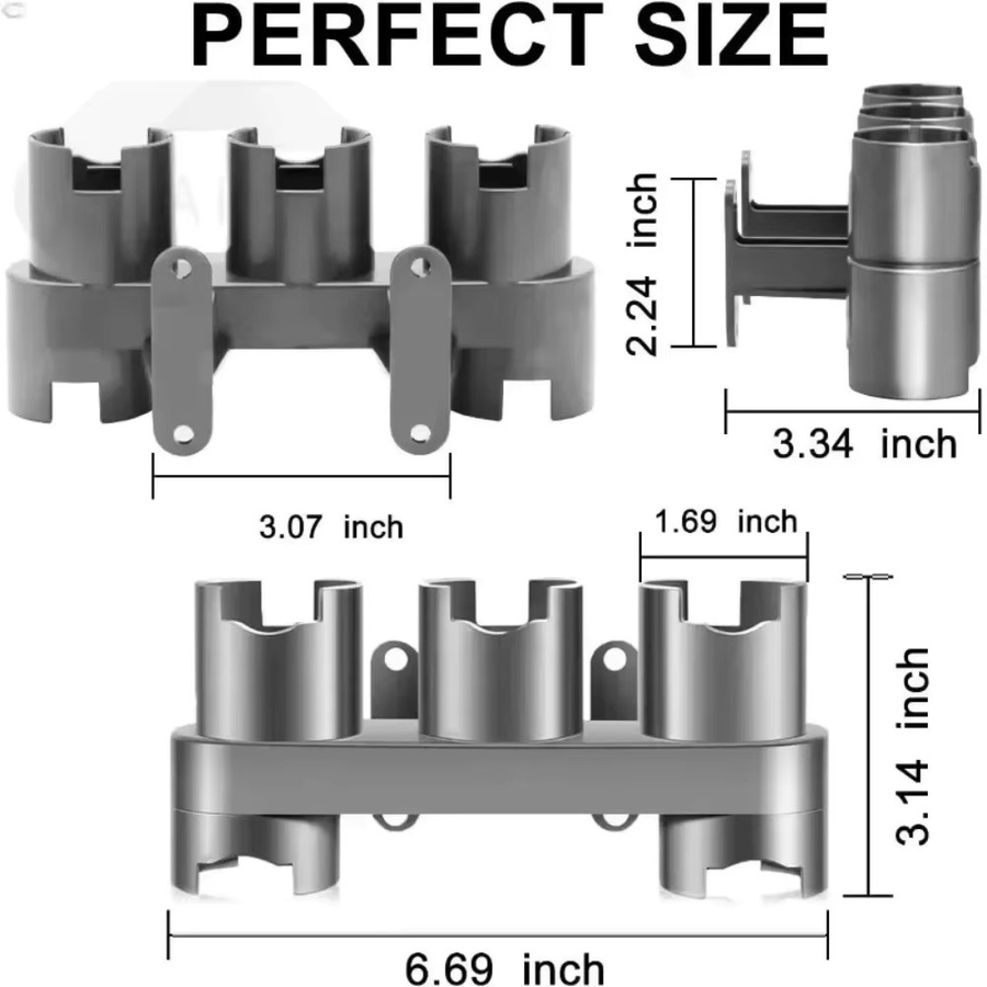 Dyson Reinigungswerkzeug Set in Grau mit Flacher Saugdüse, Matratzenbürste und Rundbürste für V7 V8 V10 V11 V15 Staubsauger - Bild 3