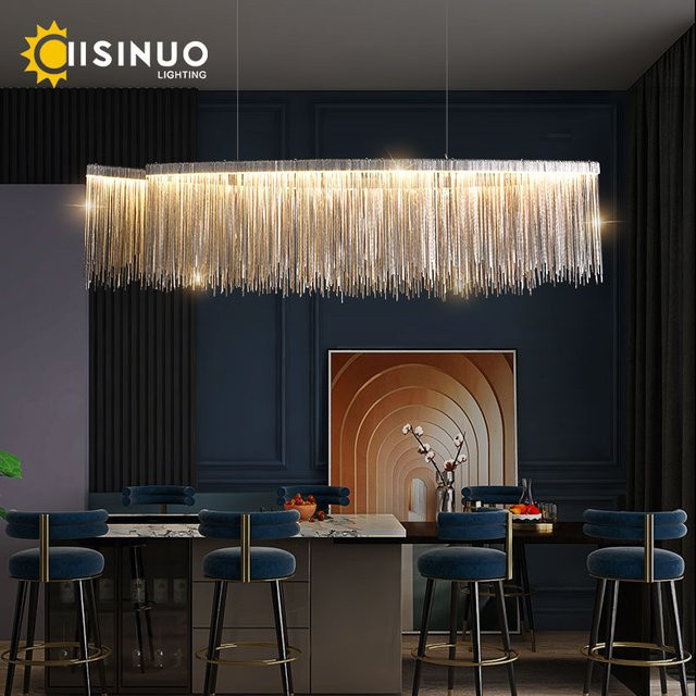 IISINUO Retro Hängelampe mit Quasten aus Stoff und Kristall in Gold/Messing für Küche und Esszimmer - Bild 1