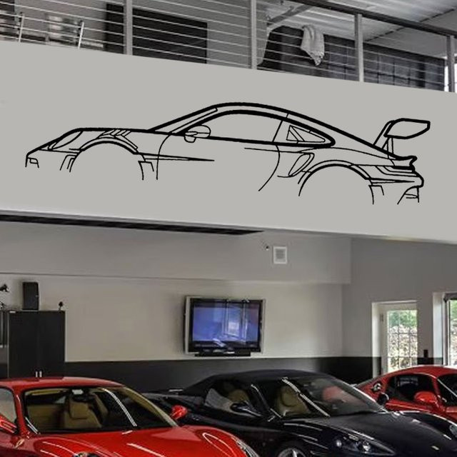 ROWNOCEAN Auto Silhouette Wandaufkleber aus Vinyl in Schwarz für Garage und Automotive Service Center - Bild 1