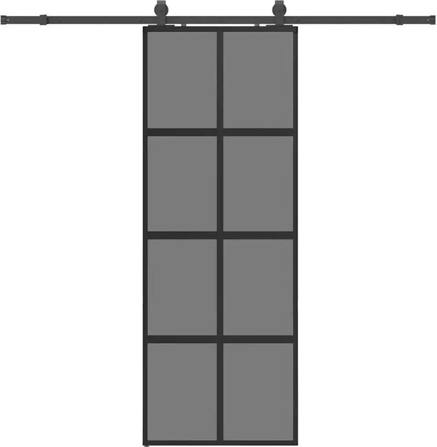 vidaXL Schiebetür aus Hartglas mit Beschlag in Schwarz, modern, B: 76 cm, H: 205 cm - Bild 1
