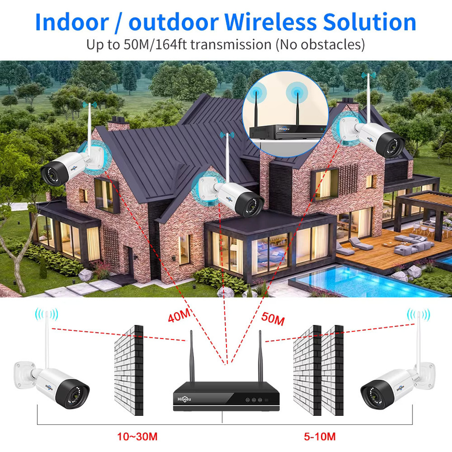 Hiseeu 5MP Wifi Überwachungskamerasystem mit 10CH NVR Video Set in Weiß und Farb-Nachtsicht - Bild 6