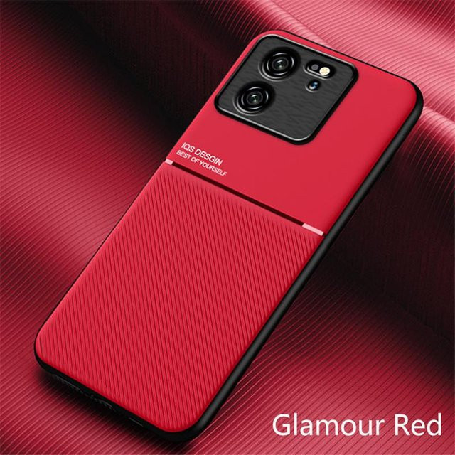 Xiaomi 13T Pro 5G Schutzhülle mit magnetischer Auto-Halterung aus Leder in Rot - Bild 1