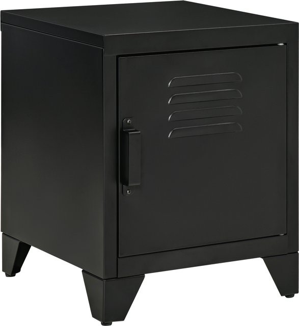 HOMCOM Nachttisch Nachtschrank mit verstellbarem Regal und Tür aus Metall in Schwarz im industriellen Stil, B/T/H: 50 x 40 x 47,5 cm - Bild 1