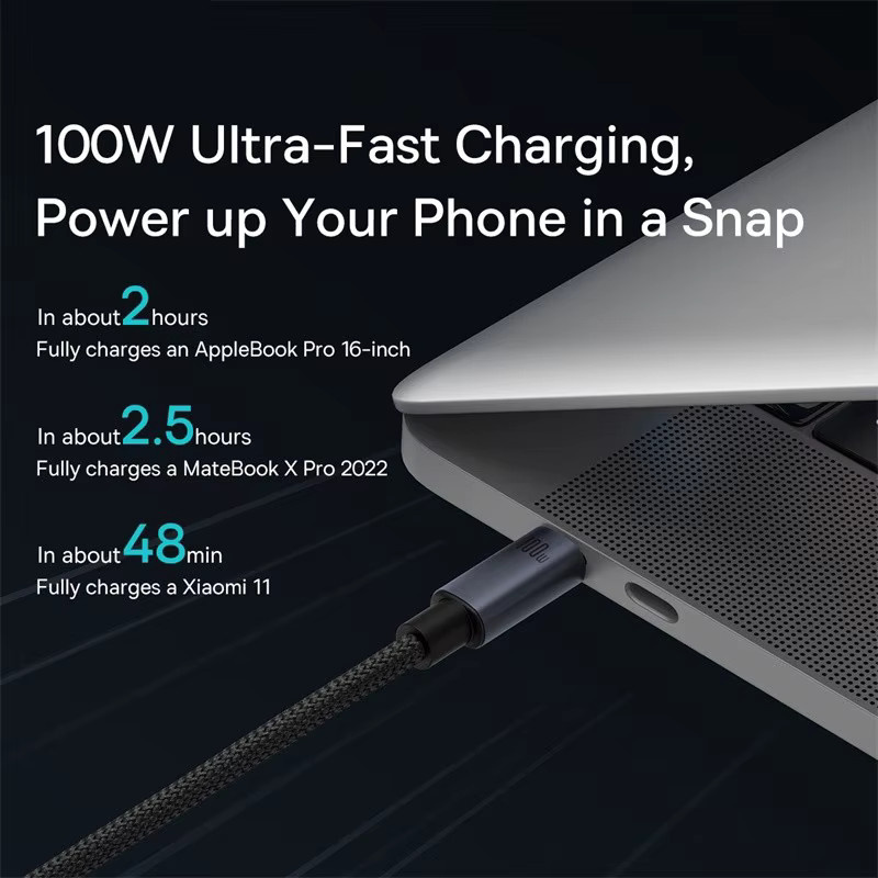Baseus USB-C auf USB-C Schnellladekabel mit 100W PD für iPhone 16 15 Pro Max, Samsung, Xiaomi und MacBook - Bild 4