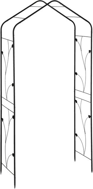 Relaxdays Rosenbogen aus Metall in Schwarz für deinen Garten, H x B x T: 213 x 106 x 41 cm - Bild 1