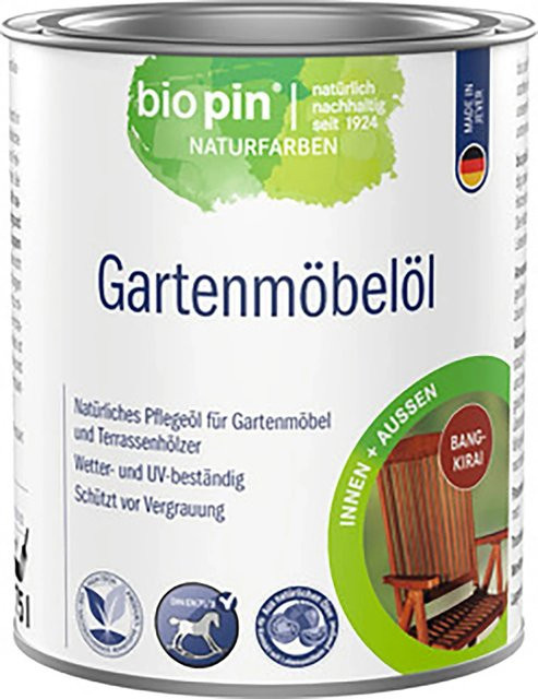 Biopin Gartenmöbelöl für Lärche in Braun, wasserabweisend und lebensmittelecht, 0,75 l - Bild 1