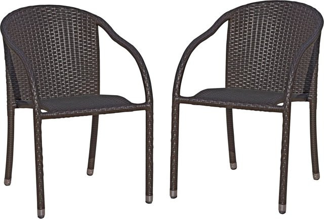 DELUKE Gartenstuhl LUIS Coffee Stapelstuhl aus Kunststoffgeflecht und Aluminium für Terrasse und Outdoor - Bild 1