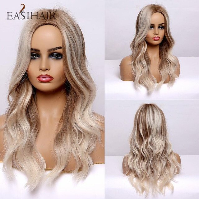 EASIHAIR Perücke, hellblonde gewellte Synthetik-Perücke, Damen - Bild 1