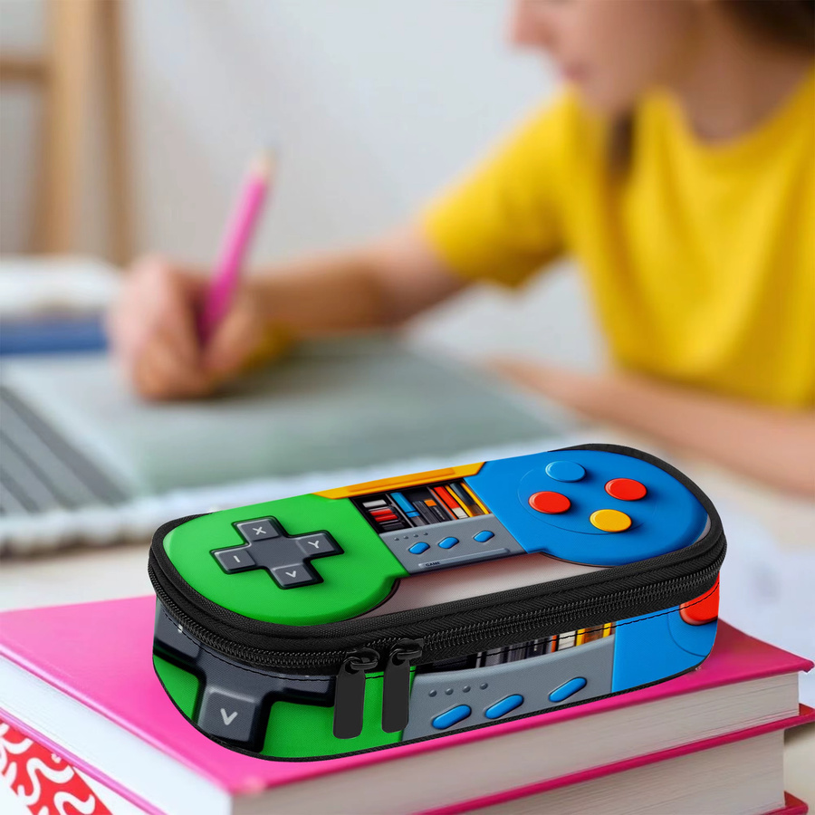 Gamepad Design Federmäppchen mit Controller-Muster für Teenager in Schwarz und Multicolour - Bild 4