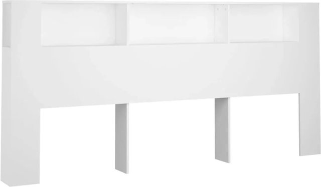 vidaXL Kopfteil mit integrierten Ablagen Weiß B/T/H: 220 x 18,5 x 104,5 cm - Bild 1