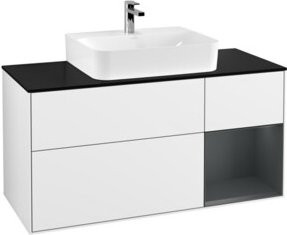 V&B Waschtischunterschrank Finion mit Wandbeleuchtung, Weiß lackiert, Breite: 120 cm, Tiefe: 50,1 cm, Höhe: 50,1 cm - Bild 1