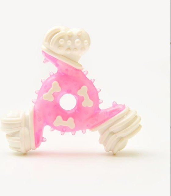 Yiran Furniture Haustierspielzeug Dreieck Knochen, rosa, Beißspielzeug - Bild 1