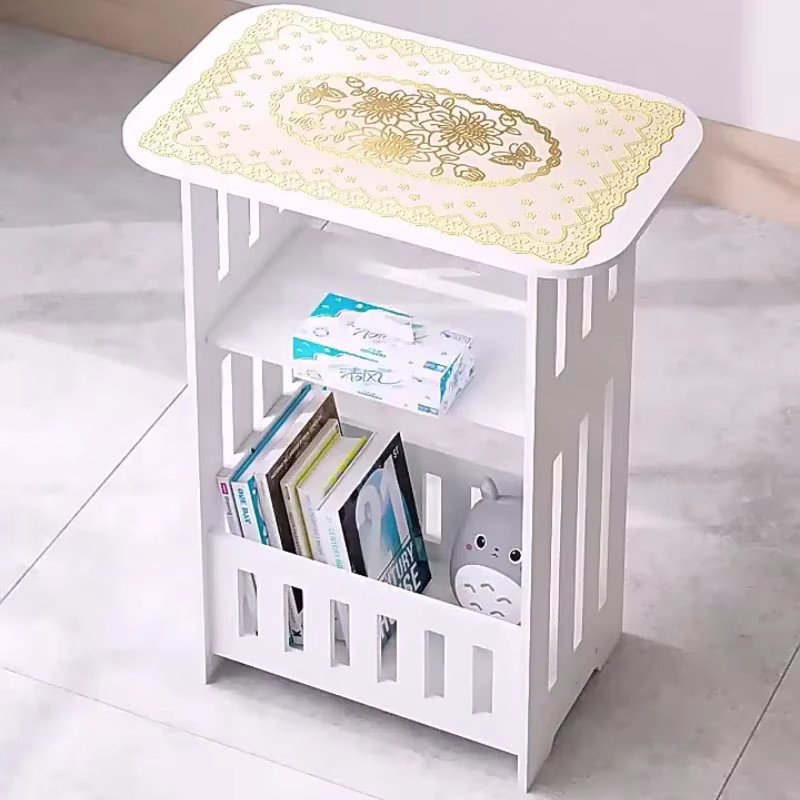 LIUSHADUOLA Beistelltisch im skandinavischen Design, weiß, matt, rechteckig mit abgerundeten Ecken - Bild 2