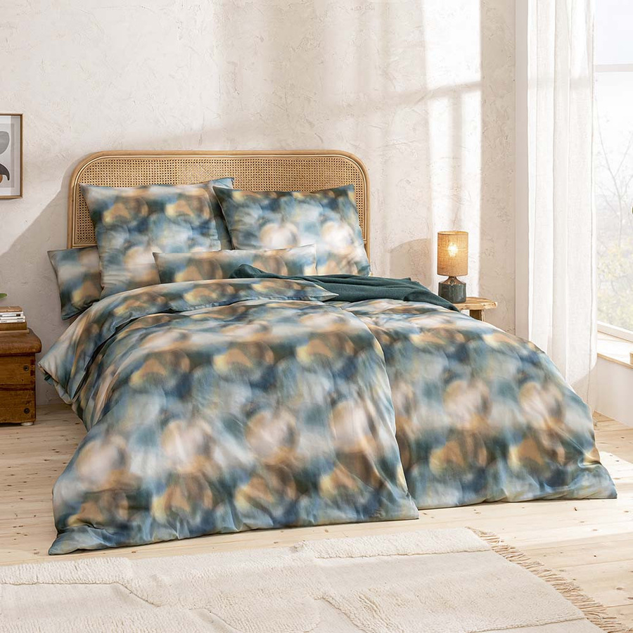 Estella Mako-Satin Bettwäsche Borealis grün Retro Punkte mit Bettbezug und Kissenbezug B/H: 135 x 200 cm, Kissen: 80 x 80 cm - Bild 1