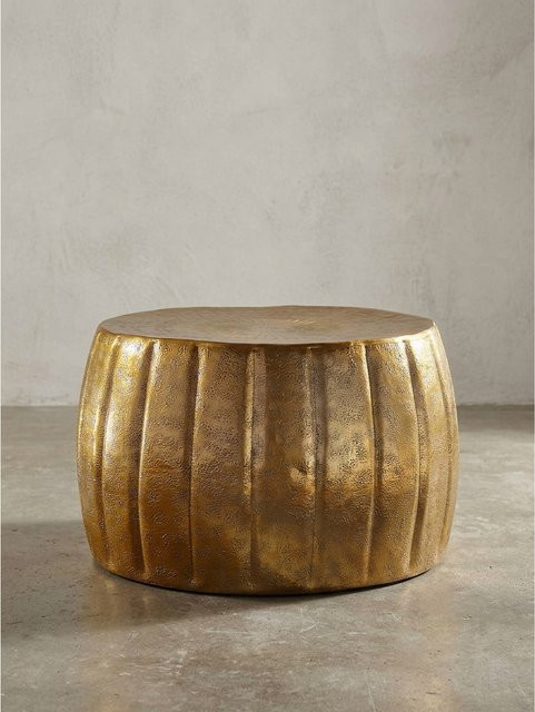 Orientalischer Couchtisch rund von KADIMA DESIGN aus Aluminium in Gold, B/T/H: 60 x 36 x 60 cm - Bild 1