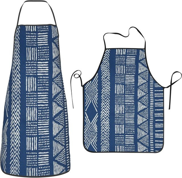 Wasserdichte Ndop Schürze im westafrikanischen Stil für Damen und Herren in Blau - Bild 1