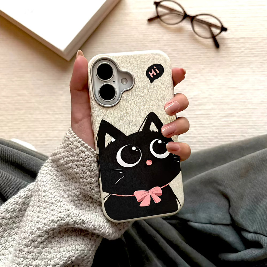 Stoßfeste iPhone Schutzhülle mit süßem schwarzem Katzenmotiv für verschiedene Apple iPhone Modelle - Bild 1