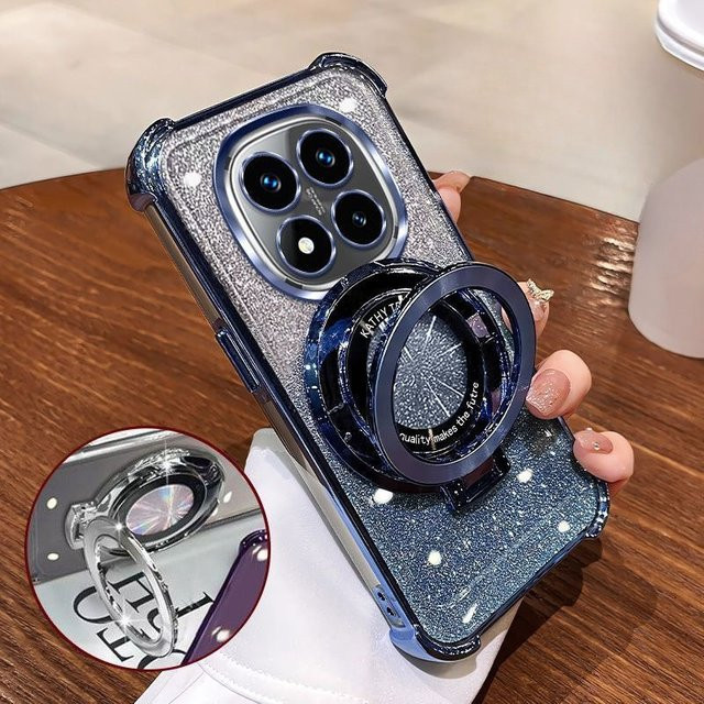 Stoßfeste Handyhülle mit Magnetständer und Soft Glitter Cover für Xiaomi Redmi Note 14 Pro 15 Pro Plus 15C 14C 14S 4G 5G in Lavendel Multicolour - Bild 1