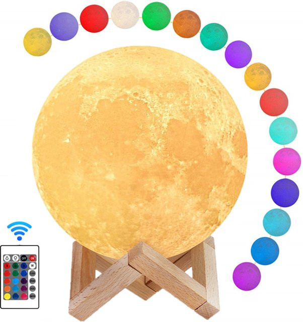 DOUWENXI 3D LED Mondlampe als Nachtlicht mit Touch-Funktion für Kinderzimmer und Schlafzimmer - Bild 1