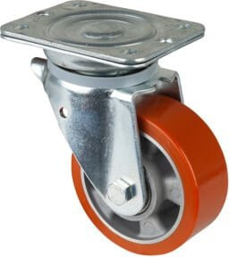 BS Lenkrolle mit PU-Bandage in Orange, Durchmesser: 125 mm, Tragkraft: 450 kg, Platte: 138 x 110 mm - Bild 1