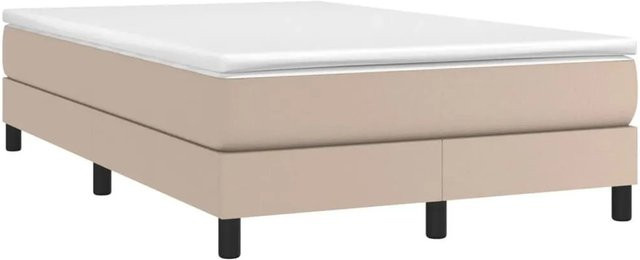 vidaXL Boxspringbett Hybrid mit Matratze und Matratzenauflage, Cappuccino Braun, Kunstleder, B/T/H: 120 x 200 x 25 cm - Bild 1