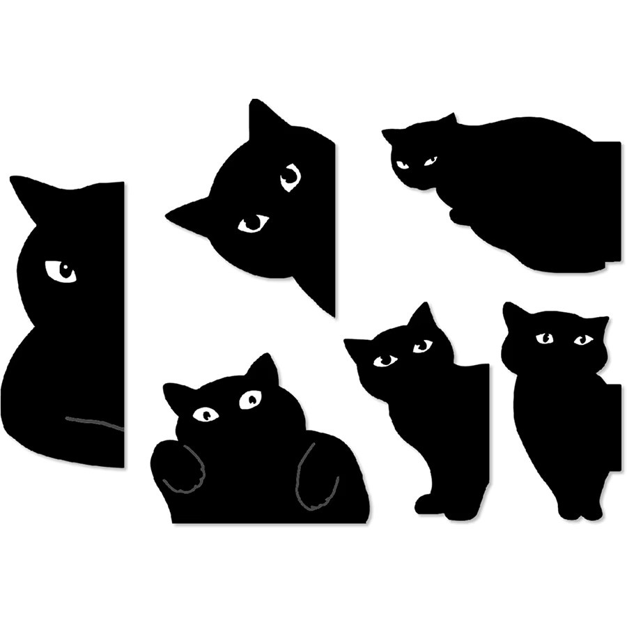 6 Stück Kawaii Katzen Magnet Lesezeichen in Schwarz aus Kunststoff für Leser und Studenten - Bild 2