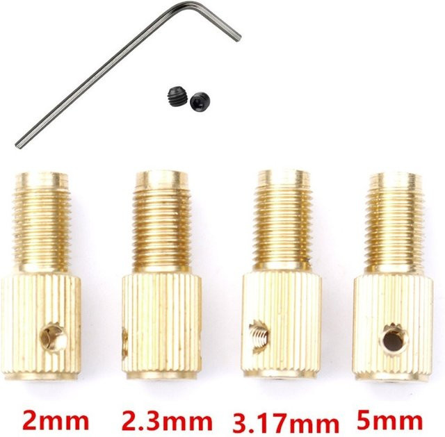 Vibratite Selbstspannendes Mini Bohrfutter aus Messing in Gold, M8-Welle, Spannbereich 2 bis 5 mm - Bild 1