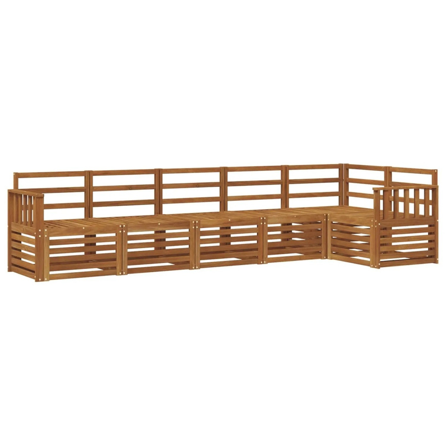 vidaXL Sofagarnitur aus Massivholz Akazie in Braun und Beige, 6-teiliges L-Shape Gartenmöbel-Set für Terrasse und Garten - Bild 2