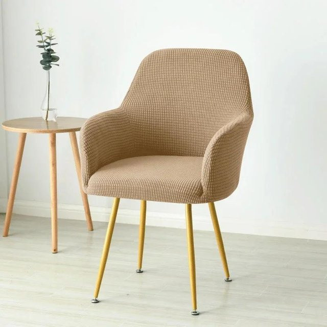 Elastischer Stretch Polar Fleece Sesselbezug in Beige, rutschfester und waschbarer Stuhlbezug für Sessel und Bürostühle - Bild 1