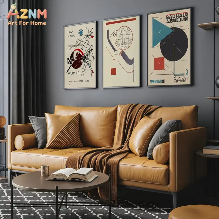 AZNM Bauhaus Geometrischer abstrakter Leinwand-Wandkunstdruck im Mid-Century-Modern-Stil, ungerahmtes Gemälde in Multicolour - Bild 3