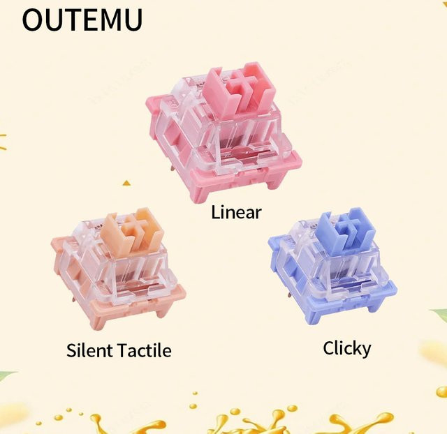 Outemu Milk Peach Tea Mechanische Tastaturschalter Pink 3-Pin Silent Linear Tactile Gaming MX Switches - Bild 1