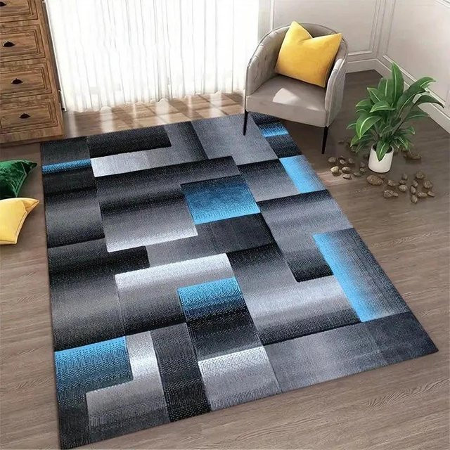 Karpetti Teppich in Nordischem Stil mit abstraktem geometrischem Design, grau, rutschfest und waschbar, B/H: 60 x 90 cm - Bild 1