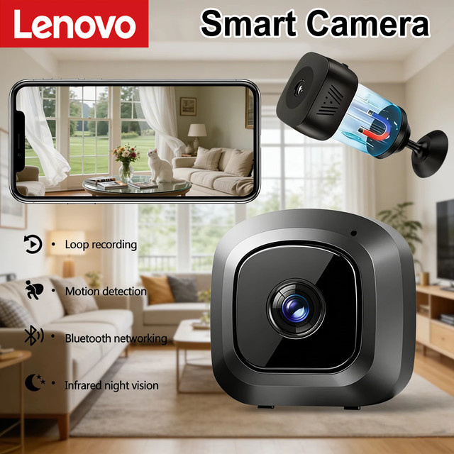 Lenovo Mini Security Camera Pro 4K FullHD WLAN-Überwachungskamera in Schwarz mit 2-Wege-Audio, Bewegungserkennung und Infrarot-Nachtsicht - Bild 1