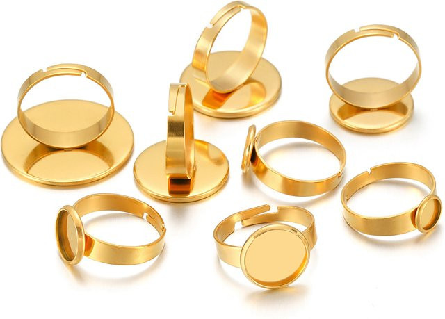 Oklayn Ringe, Edelstahl, Gold, Unisex, ohne Stein - Bild 1