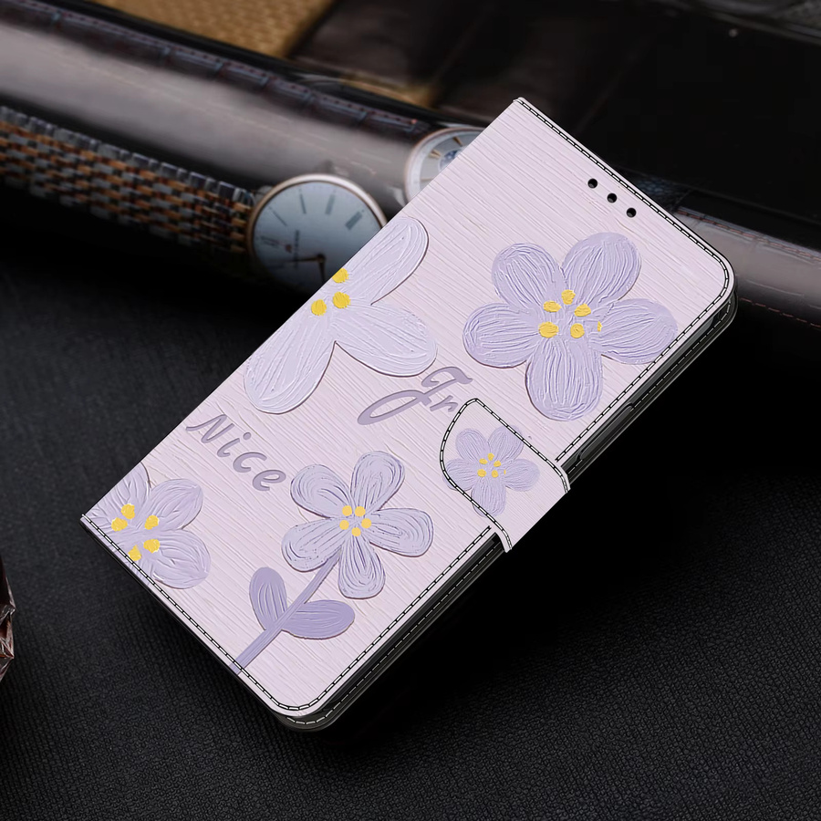 Magnetische Lederhülle mit Malerei-Design für Apple iPhone 15 14 13 Pro Max Plus und iPhone SE4 2024 als Brieftasche mit Flip-Funktion - Bild 2