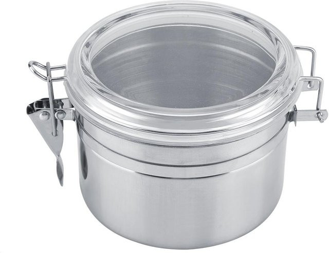 KaiSai Kaffeebehälter aus Edelstahl und Glas, vakuumversiegeltes Vorratsglas für Zucker oder Kaffeebohnen, Silber/Transparent, Volumen: 0,125 l - Bild 1