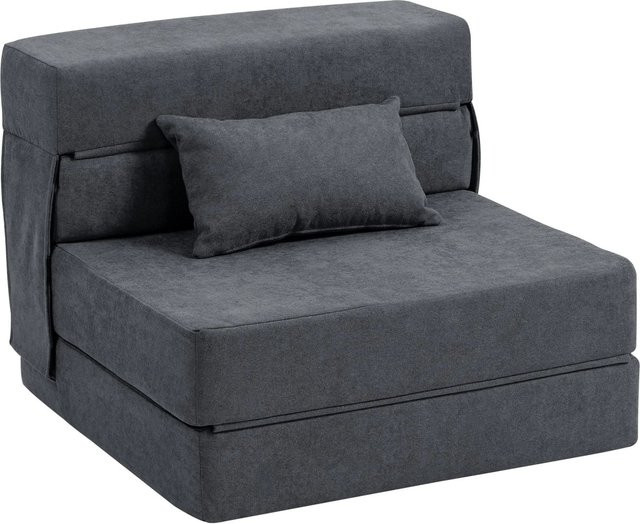HOMCOM 3 in 1 Schlafsessel Dunkelgrau als klappbares Schlafsofa mit Bettfunktion aus Flanell und Schaumstoff - Bild 1