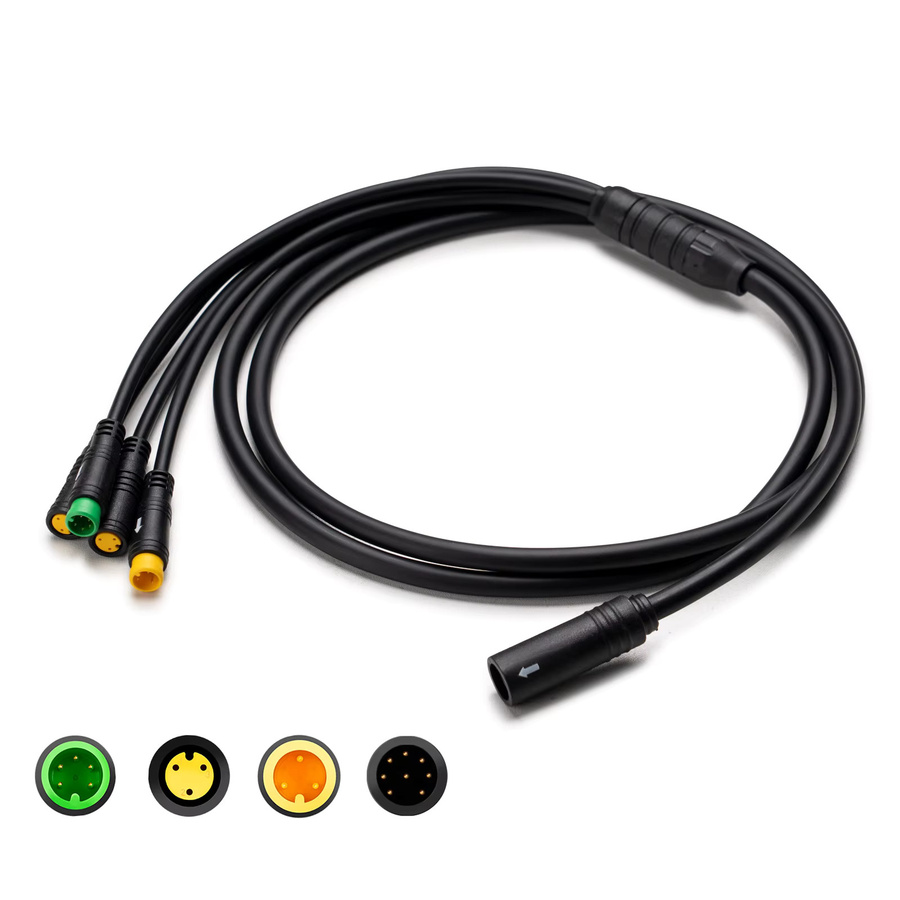 Wasserdichter Bafang 1T4 EB-Bus-Kabelbaum in Schwarz für Mittelmotor BBS01 BBS02 BBSHD sowie Display, Bremshebel und Daumengashebel Anschluss - Bild 2