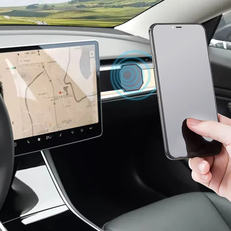 Magnetische Handyhalterung als Teleskop-Bildschirm-Erweiterung für Tesla Modell 3 und Model Y in Schwarz oder Rot - Bild 2