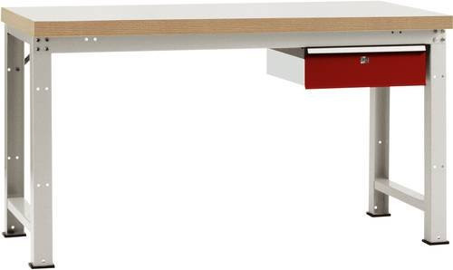 Manuflex Werkbank WP5602.3003 in Rubin-Rot mit Stahl und Holz, B/T/H: 200 x 700 x 80 cm - Bild 1