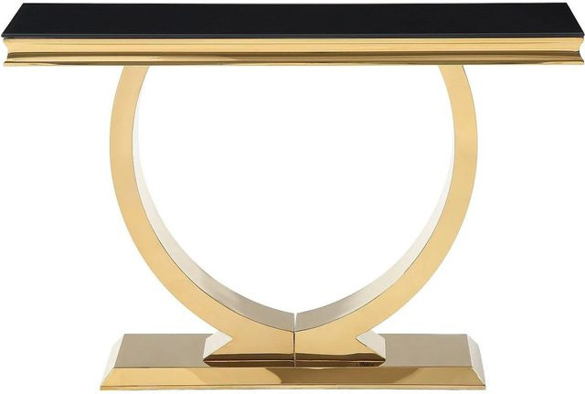 Pascal Morabito Konsolentisch Rowan im Art Deco Stil aus Edelstahl und gehärtetem Glas, Farbe Schwarz und Gold, Breite: 120 cm, Tiefe: 40 cm, Höhe: 78 cm - Bild 1