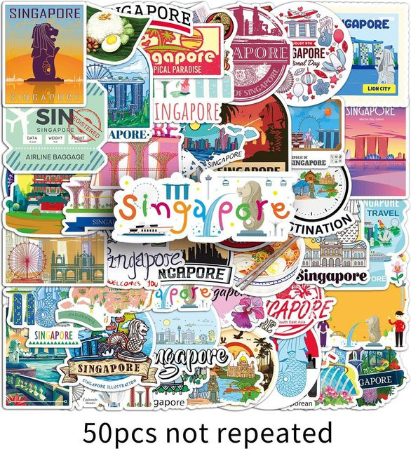 50 Singapur Graffiti Aufkleber Dekorative DIY Kofferaufkleber Multicolor - Bild 1